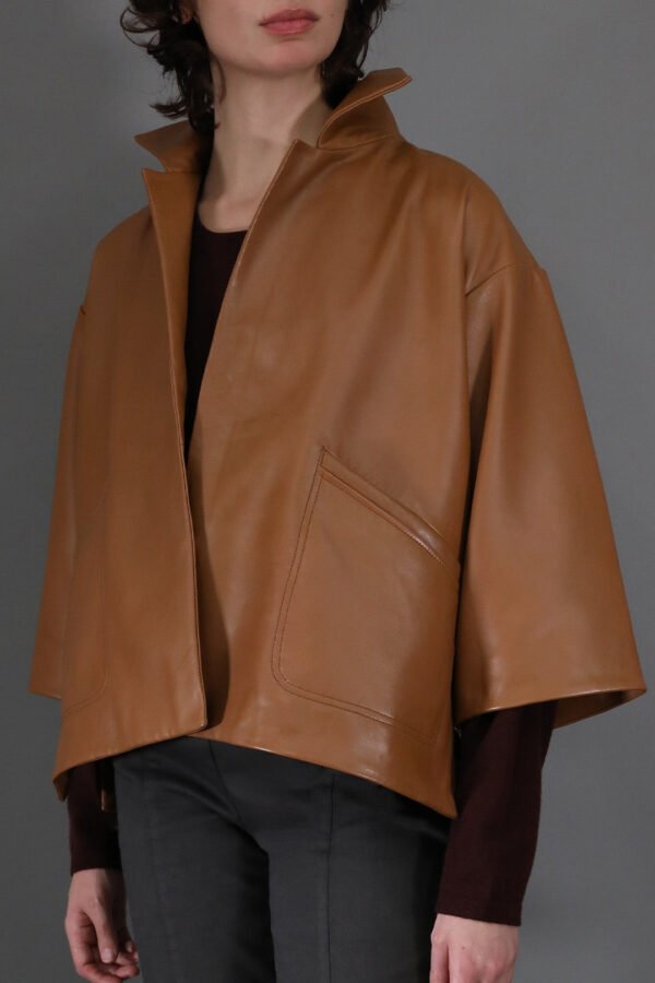 RIMINI LEATHER JACKET IN CAMEL - Image 4