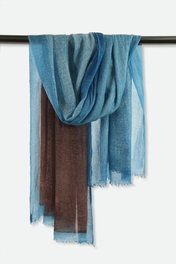 BORDERED EARTH SCARF IN HAND DYED CASHMERE - Image 3