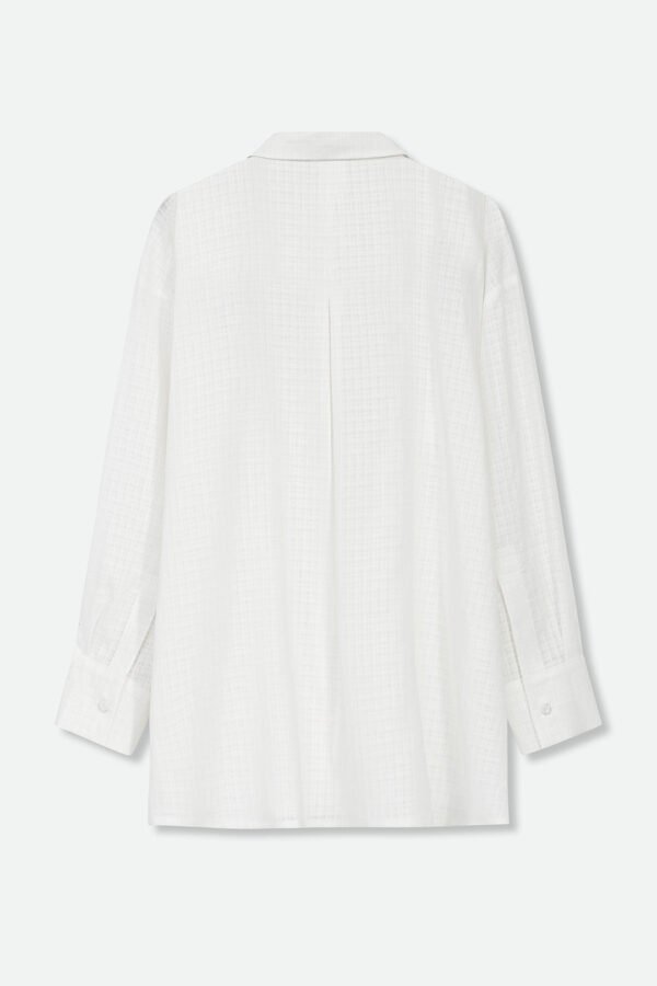 ADRIA SHIRT IN ITALIAN COTTON WHITE WEAVE - Image 4