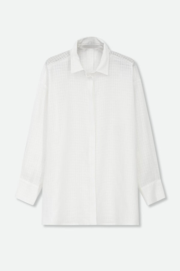 ADRIA SHIRT IN ITALIAN COTTON WHITE WEAVE - Image 2