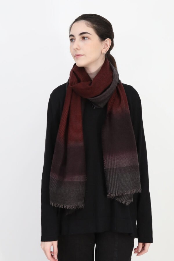 BORDEAUX CHECK ITALIAN CASHMERE SCARF - Image 2