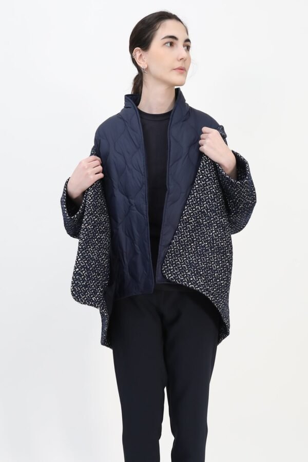 ELENA WOOL JAQUARD & GOOSE DOWN TWO PIECE COAT SET IN NAVY - Image 5