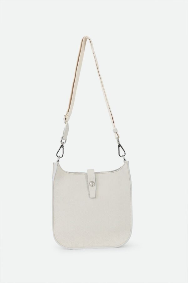 GIA ITALIAN LEATHER CROSSBODY BAG IN BUTTER WHITE