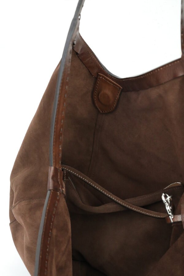 DANTE HOBO BAG IN DEEP MOCHA SUEDE - Image 4