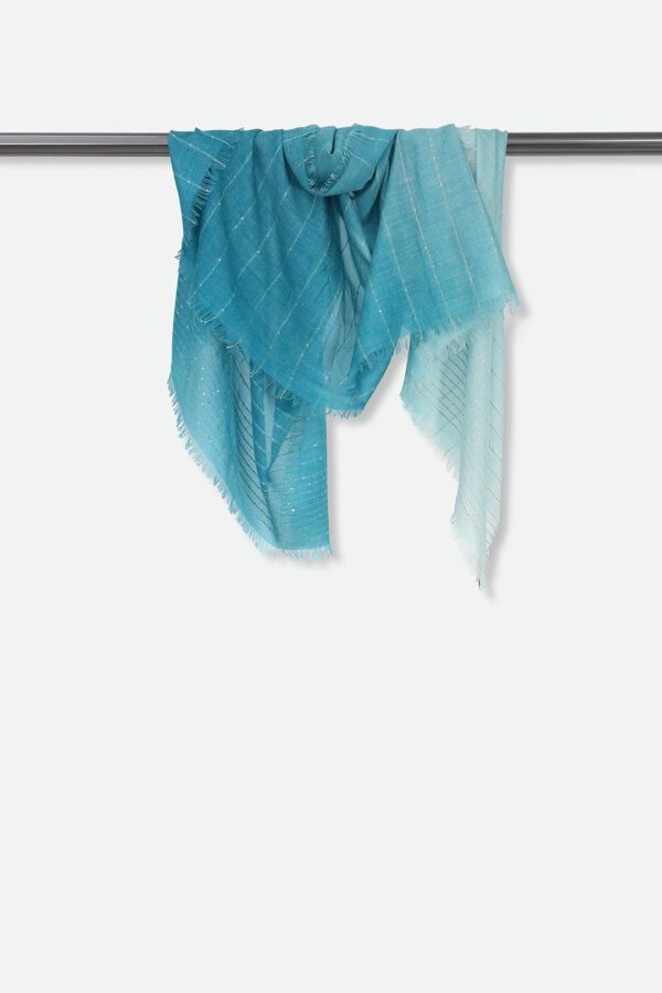 EMBELLISHED TEAL ITALIAN CASHMERE SCARF - Image 3