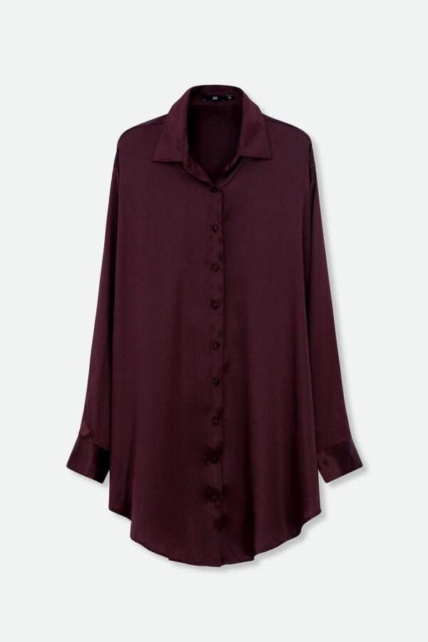 ZURI ONE-SIZE TUNIC IN SILK CHARMEUSE BORDEAUX