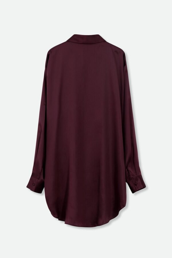 ZURI ONE-SIZE TUNIC IN SILK CHARMEUSE BORDEAUX - Image 3